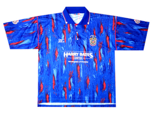 LEE TODD #3 - STOCKPORT COUNTY 1992 AUTOGLASS TROPHY MATCH ISSUE PREPARED SHIRT - GOLA - SIZE XL